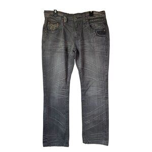 Rock Revival Andy Straight Leg Jeans Gray Size 34 Mens Denim Embroidered Pockets